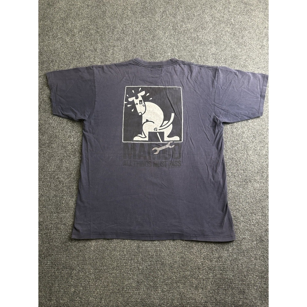 Mens 1990 Mambo Allan Plumber Graphic T-Shirt Faded Navy Boxy Fit, Size XL